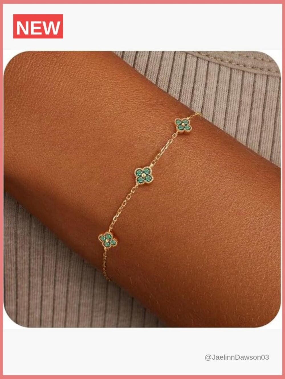 14K Gold Plated Clover Birthstone Bracelet Dainty Stackable Friendship Jewelry